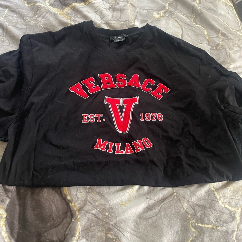 Versace Black T-Shirt with Red Logo